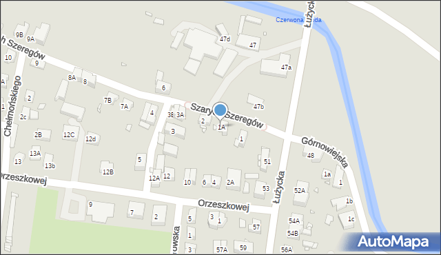 Zgorzelec, Szarych Szeregów, 1A, mapa Zgorzelec