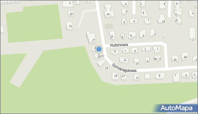 Zielona Góra, Szmaragdowa, 23, mapa Zielona Góra