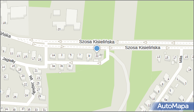 Zielona Góra, Szosa Kisielińska, 11, mapa Zielona Góra