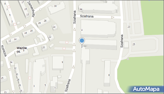 Zielona Góra, Szafrana Zygmunta, prof., 2, mapa Zielona Góra