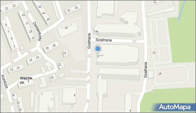 Zielona Góra, Szafrana Zygmunta, prof., 4, mapa Zielona Góra