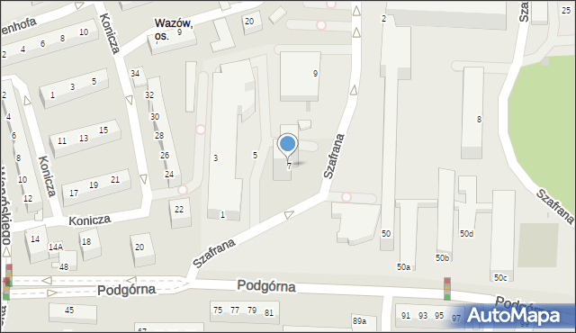 Zielona Góra, Szafrana Zygmunta, prof., 7, mapa Zielona Góra