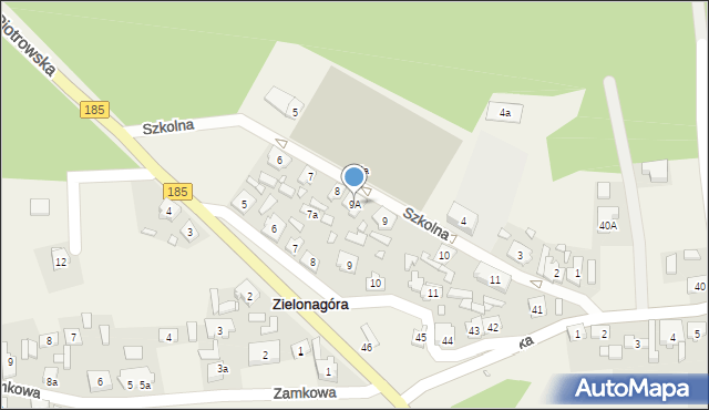 Zielonagóra, Szkolna, 9A, mapa Zielonagóra