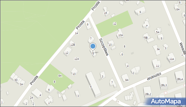 Zielonka, Szczęśliwa, 5, mapa Zielonka