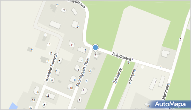 Zielonka, Szumiących Traw, 1, mapa Zielonka