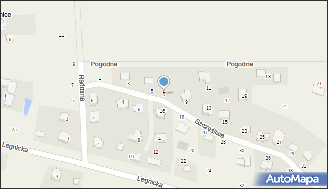Ziemnice, Szczęśliwa, 7, mapa Ziemnice