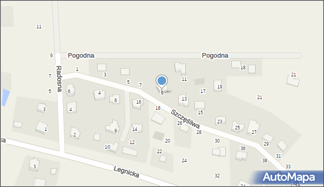 Ziemnice, Szczęśliwa, 9, mapa Ziemnice