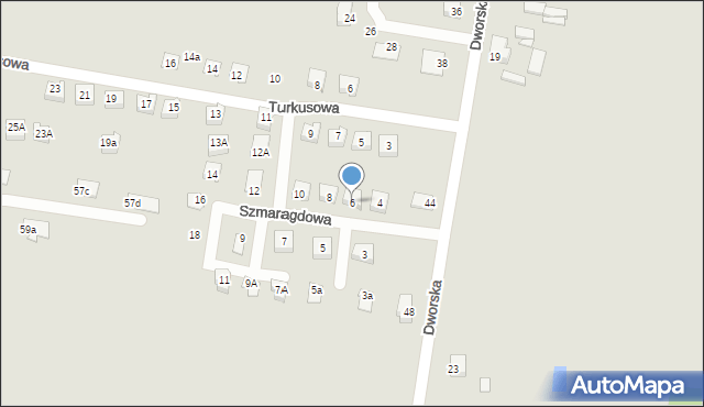Żory, Szmaragdowa, 6, mapa Żor