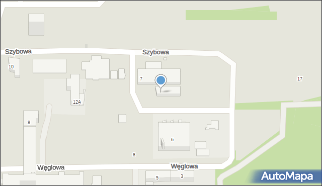 Żory, Szybowa, 7a, mapa Żor