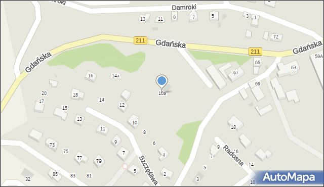 Żukowo, Szczęśliwa, 10a, mapa Żukowo