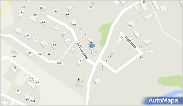 Żukowo, Szczęśliwa, 2, mapa Żukowo