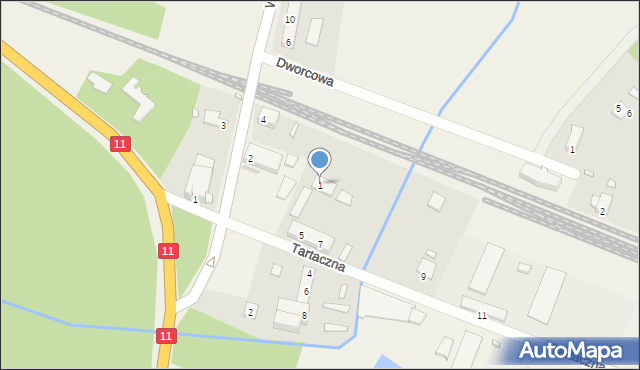 Bąków, Tartaczna, 1, mapa Bąków