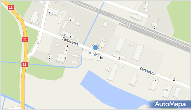 Bąków, Tartaczna, 8e, mapa Bąków