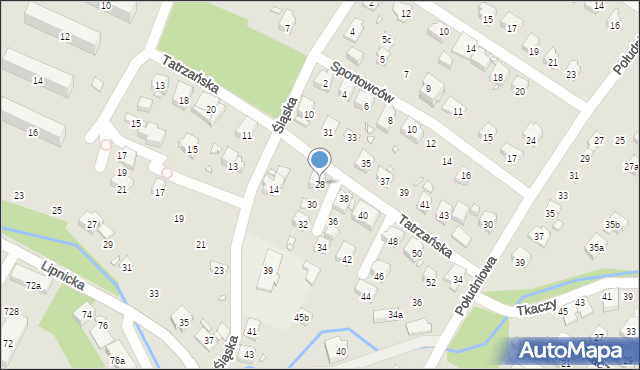 Bielsko-Biała, Tatrzańska, 28, mapa Bielsko-Białej