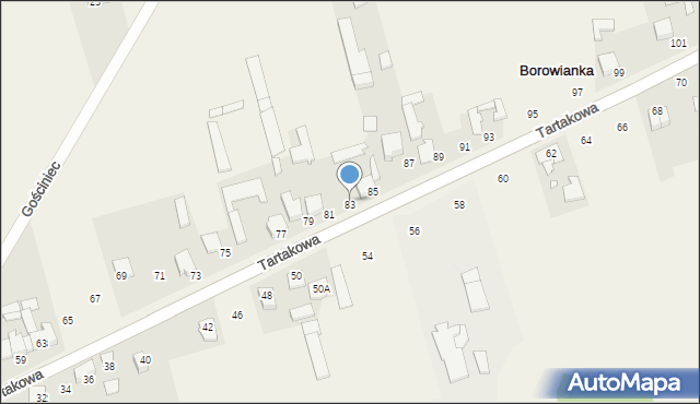 Borowianka, Tartakowa, 83, mapa Borowianka