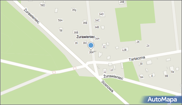 Brok, Tartaczna, 36A, mapa Brok