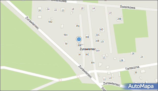 Brok, Tartaczna, 36B, mapa Brok