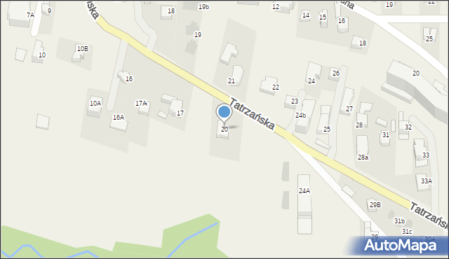 Bukowina Tatrzańska, Tatrzańska, 20, mapa Bukowina Tatrzańska