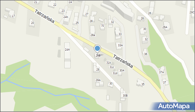 Bukowina Tatrzańska, Tatrzańska, 29B, mapa Bukowina Tatrzańska