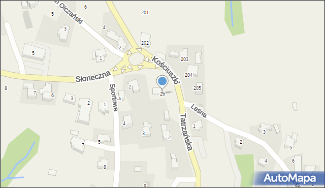 Bukowina Tatrzańska, Tatrzańska, 2b, mapa Bukowina Tatrzańska