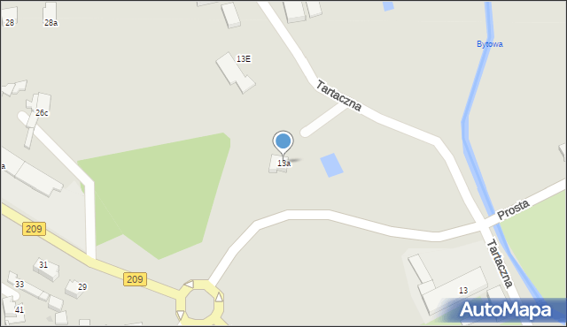 Bytów, Tartaczna, 13a, mapa Bytów