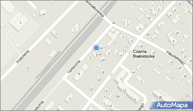 Czarna Białostocka, Tartaczna, 1, mapa Czarna Białostocka