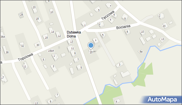 Dybawka, Tarnawska, 10, mapa Dybawka