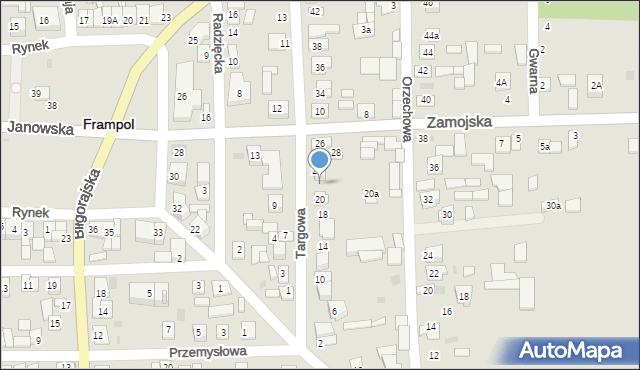 Frampol, Targowa, 22, mapa Frampol