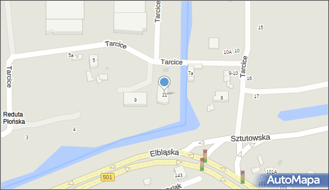 Gdańsk, Tarcice, 11, mapa Gdańska