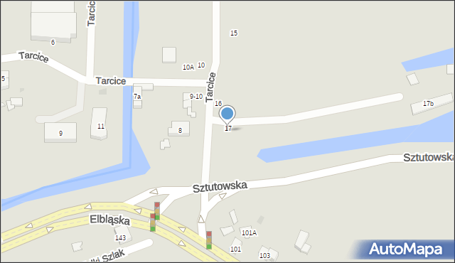 Gdańsk, Tarcice, 17, mapa Gdańska