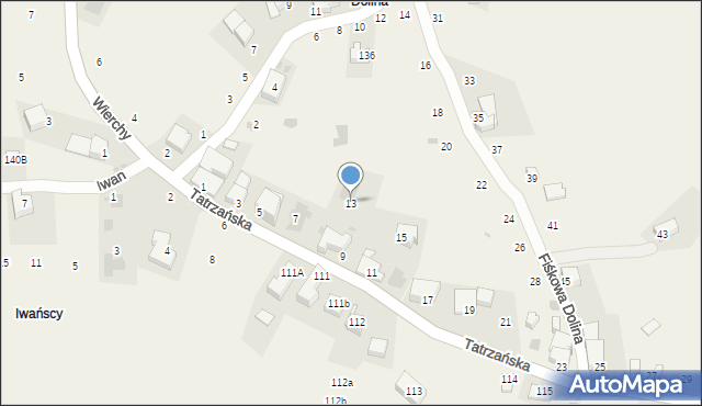 Gliczarów Górny, Tatrzańska, 13, mapa Gliczarów Górny