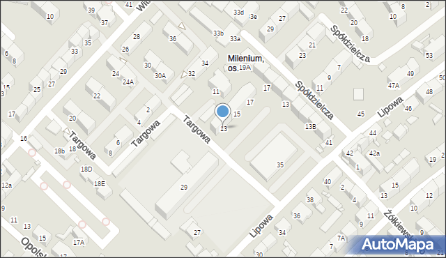 Gliwice, Targowa, 13, mapa Gliwic