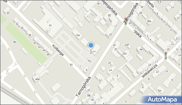 Gliwice, Tarnogórska, 13, mapa Gliwic