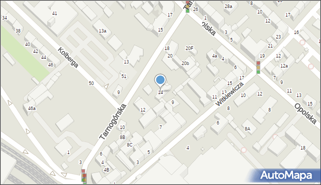 Gliwice, Tarnogórska, 14, mapa Gliwic