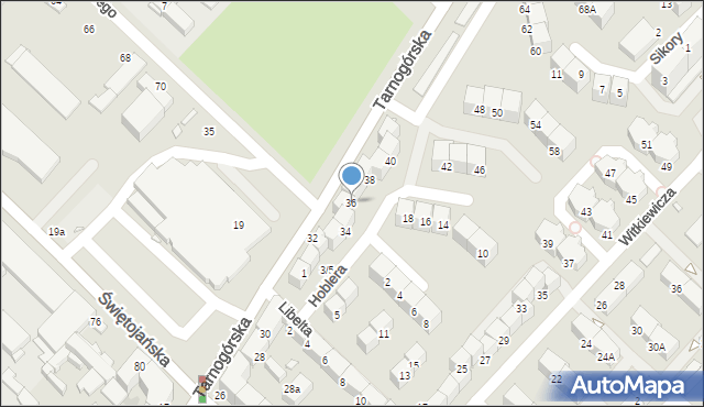 Gliwice, Tarnogórska, 36, mapa Gliwic