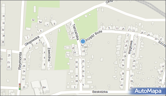 Gliwice, Tatrzańska, 17, mapa Gliwic
