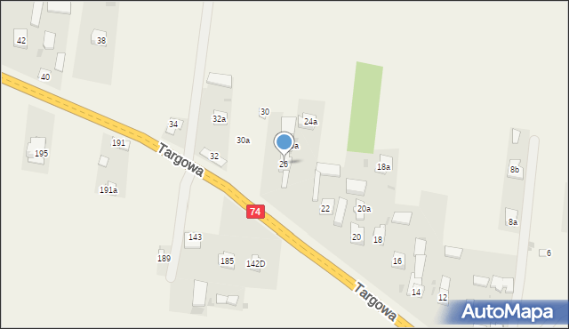 Górno, Targowa, 26, mapa Górno