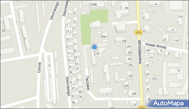 Gostyń, Taczaka Stanisława, gen., 1, mapa Gostyń