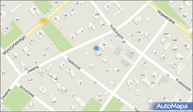 Józefów, Tadeusza, 1c, mapa Józefów