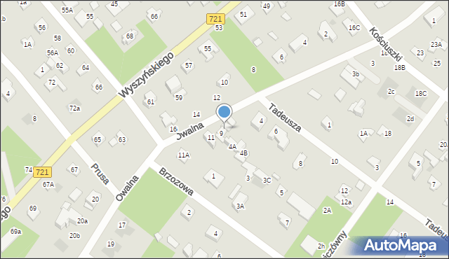 Józefów, Tadeusza, 2, mapa Józefów