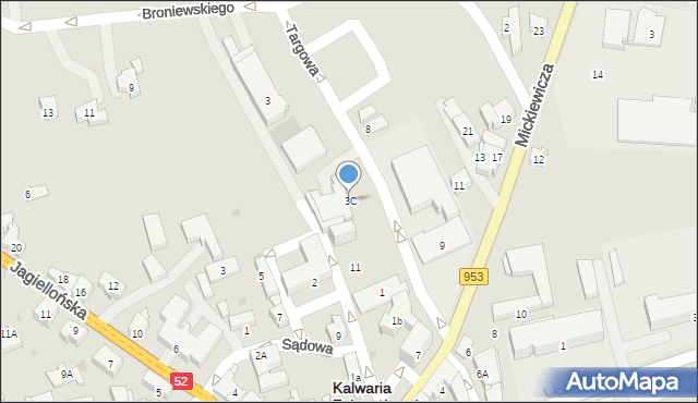 Kalwaria Zebrzydowska, Targowa, 3C, mapa Kalwaria Zebrzydowska