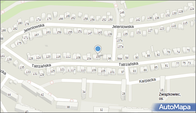 Kielce, Tatrzańska, 100, mapa Kielc