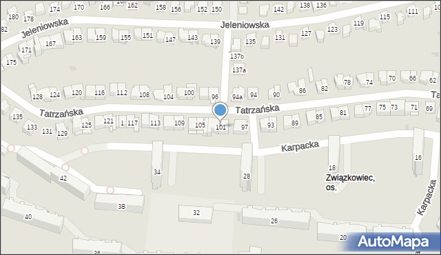 Kielce, Tatrzańska, 101, mapa Kielc