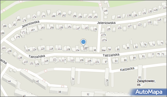 Kielce, Tatrzańska, 102, mapa Kielc