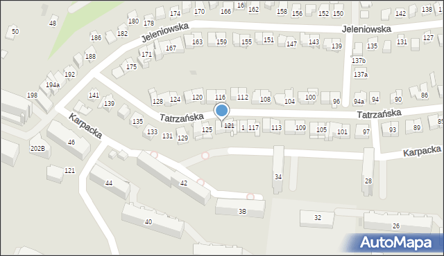 Kielce, Tatrzańska, 123, mapa Kielc