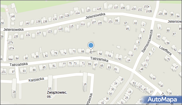 Kielce, Tatrzańska, 62, mapa Kielc