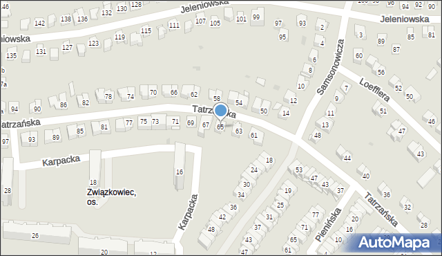 Kielce, Tatrzańska, 65, mapa Kielc