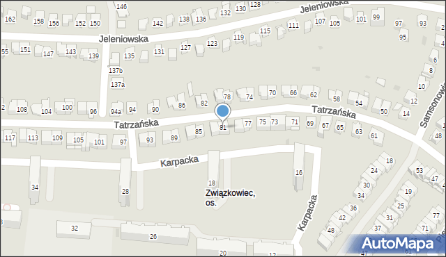 Kielce, Tatrzańska, 81, mapa Kielc