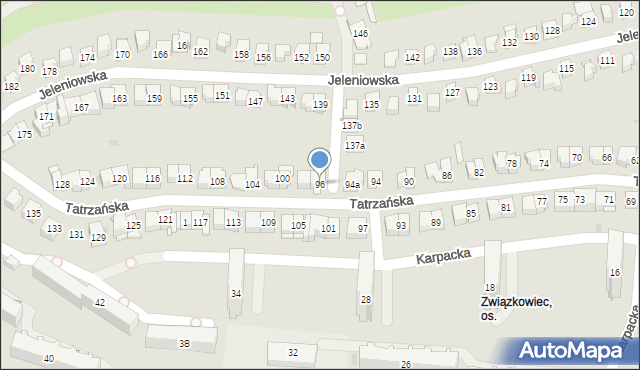 Kielce, Tatrzańska, 96, mapa Kielc