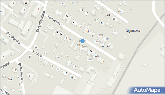 Kielce, Tartaczna, 10, mapa Kielc